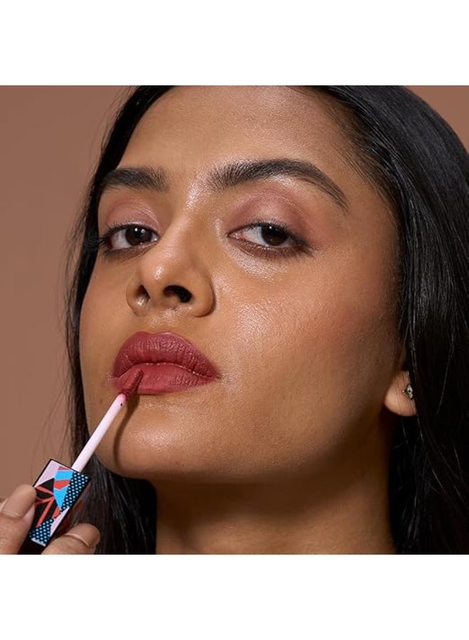 Kiro Non-Stop Airy Matte Liquid Lipstick - Sugar Petal (Brownish Pink), 5ml | Super-Pigmented, Long-Lasting, hydrating | Waterproof, Smudge-Proof, Lightweight | Infused with Avocado & Apricot Oil - Image 3